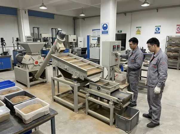 TZFoundry in-house sand reclamation testing laboratory with crushing, screening, and magnetic separation equipment