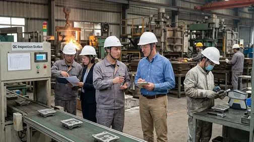 Buyer factory visit touring TZFoundry production lines and quality control processes