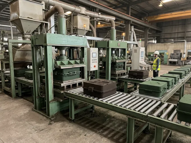 Dual parallel molding stations in a 200+ molds per hour automatic flaskless configuration