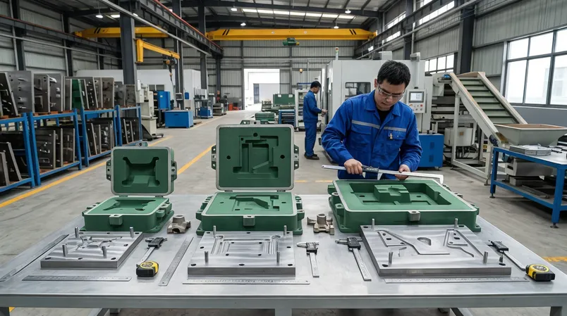 Comparison of mold sizes from 400mm to 800mm showing dimensional range supported by standard pattern plates