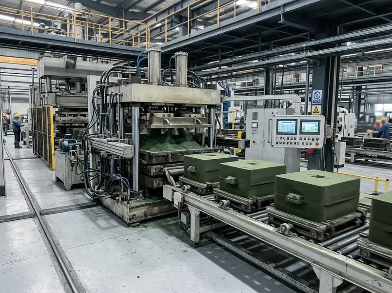 TZFoundry automated flaskless clay sand processing line running on the production floor