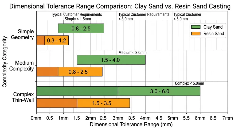 Dimensional Tolerance Comparison by Process Clay sand vs resin sand dimensional tolerance and surface finish comparison for different casting applications
