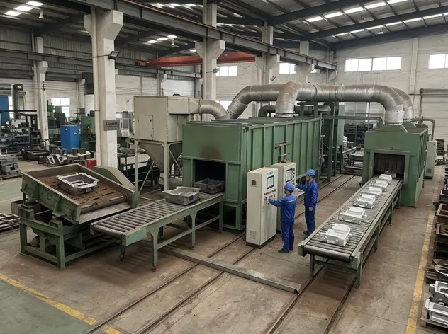 TZFoundry blasting system manufacturing facility showing integrated production lines for clay sand blasting equipment