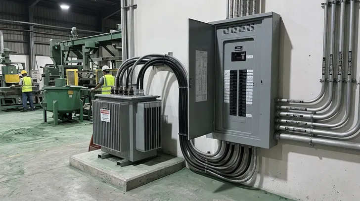 Dedicated transformer and breaker panel installation for clay sand casting line electrical integration
