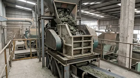 250mm jaw opening clay sand jaw crusher installed in small-batch foundry reclamation system