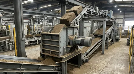 400mm jaw opening clay sand jaw crusher integrated in mid-volume automated foundry line