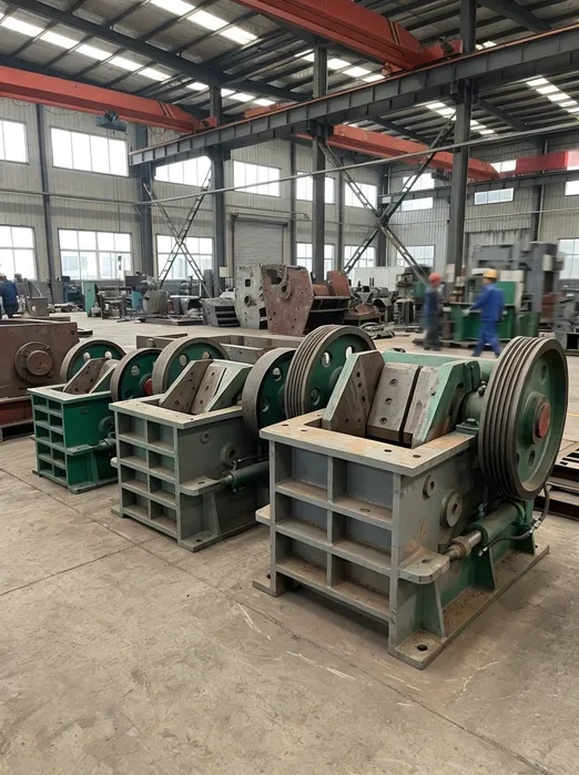 Three clay sand jaw crusher model sizes — 250mm, 400mm, and 600mm jaw opening configurations