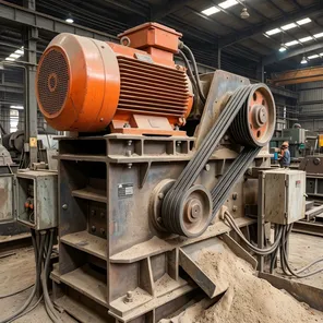 Oversized motor on clay sand jaw crusher for handling peak torque loads