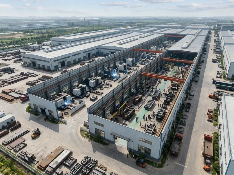 TZFoundry 15,000 square meter Qingdao facility with 8 production lines — in-house machining, welding, and assembly