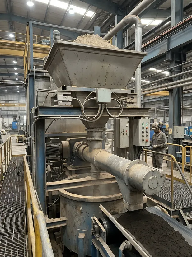 Gravimetric clay dosing system with screw feeder and load cell scale on clay sand making line