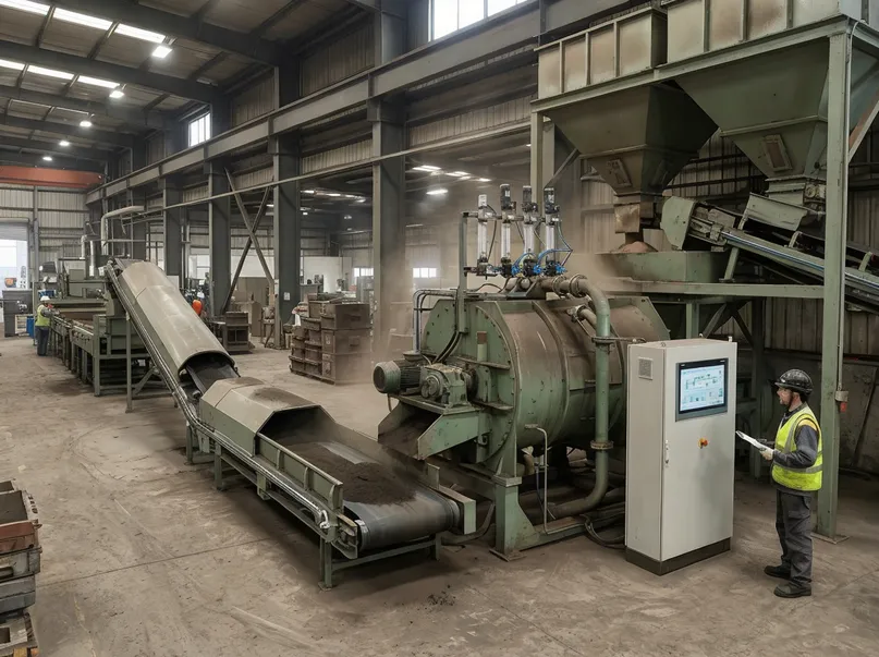 TZFoundry automated clay sand making line in operation at an export foundry facility