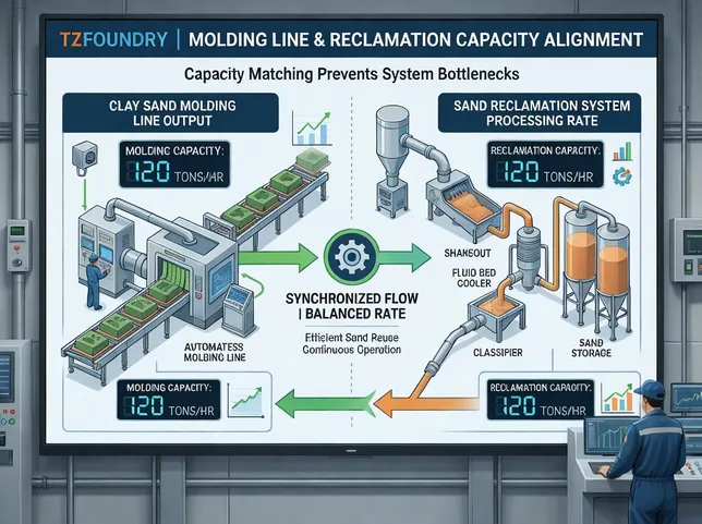 Diagram showing molding line output capacity aligned with reclamation system processing rate