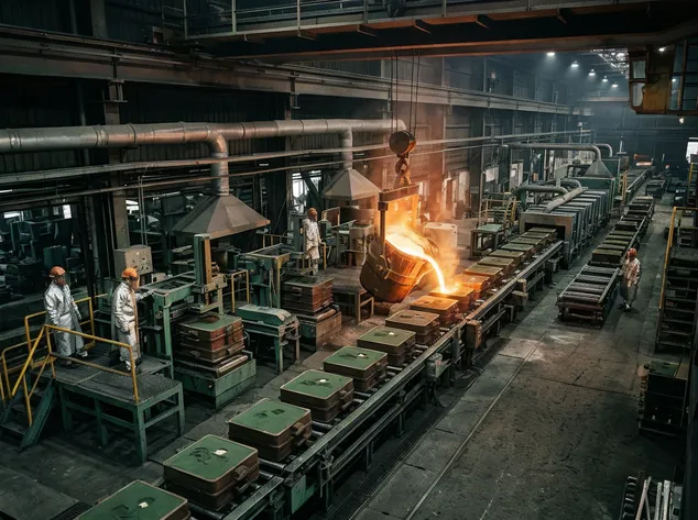 TZFoundry molding line production facility — integrated clay sand molding systems manufactured since 2010
