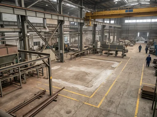 Example foundry layout photo showing installation area for clay sand preparation line