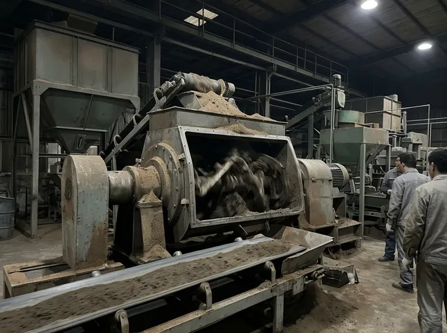 High-shear mixer operating at 60–80 RPM in a high-volume clay sand preparation configuration