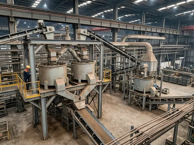 Clay sand preparation line mixer capacity configurations — standard paddle mixers and dual parallel mixer setups for different tonnage requirements