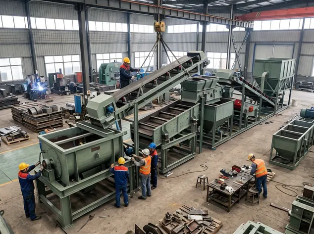 TZFoundry clay sand preparation line manufacturing workshop — integrated system assembly