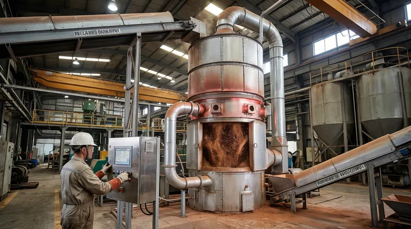 Mid capacity continuous fluidized bed furnace regeneration system, 15-30 t/h throughput