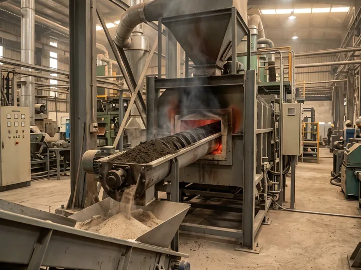 Thermal regeneration combusting organic resin binders from cross-contaminated clay sand at 400-600°C