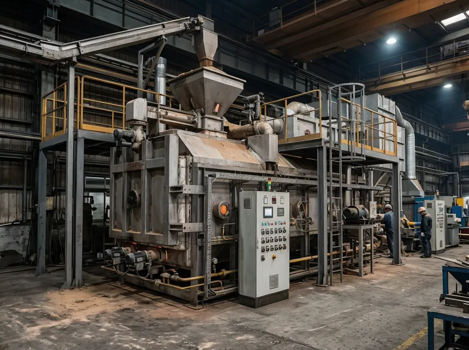 Thermal treatment furnace module for clay sand regeneration — adjustable 650-850°C temperature range