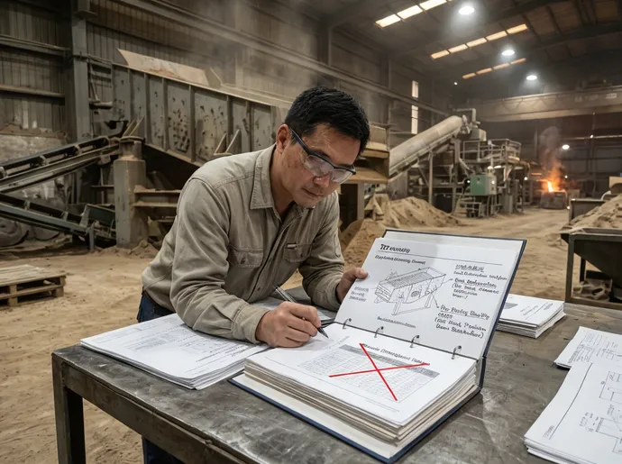TZFoundry engineer reviewing vibrating screen specifications tailored to a foundry's sand reclamation workflow