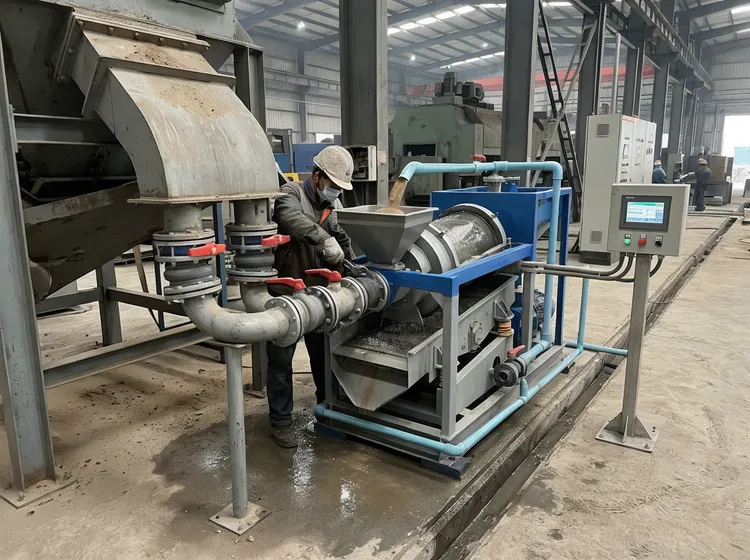 Retrofit clay sand washing module integrated downstream of an existing reclamation discharge point