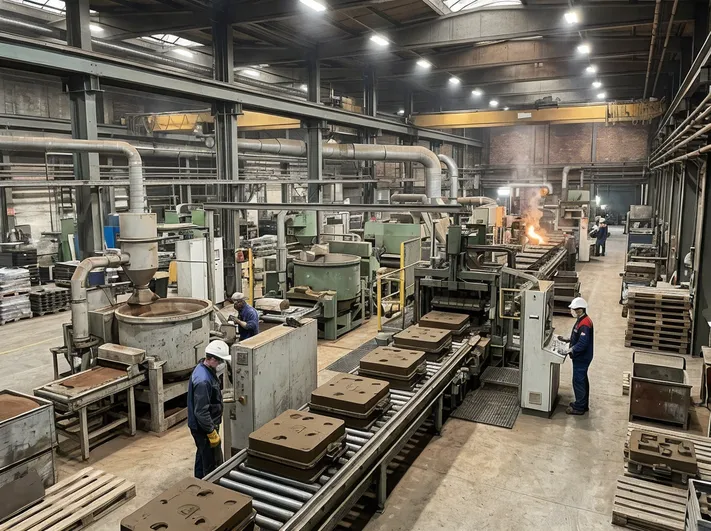 TZFoundry flaskless clay sand processing line installed at a European automotive foundry, operational since 2017