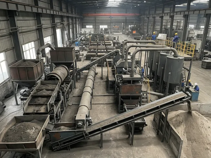 Clay sand reclamation system showing dual-loop configuration for improved sand recovery and reduced waste disposal costs