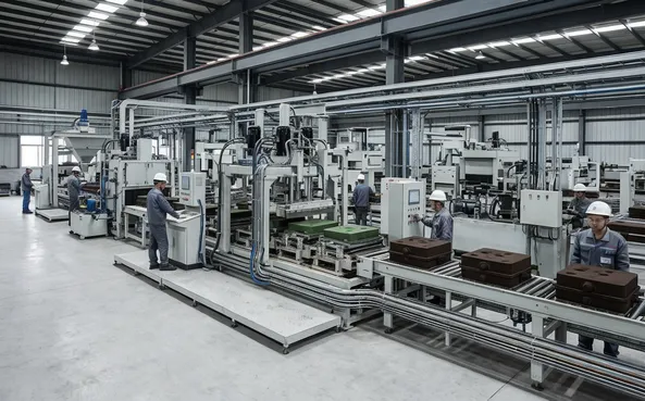 Horizontal flaskless clay sand processing line with ground-level component access