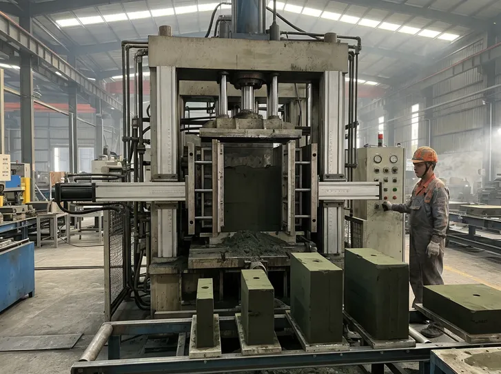 Mold size adjustment range for vertical flaskless clay sand processing line — width 300-500mm, length 400-700mm, height 400-600mm