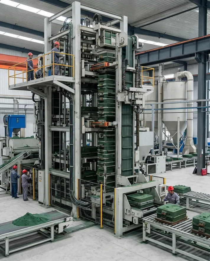 TZFoundry vertical flaskless clay sand processing line manufacturing facility in Qingdao