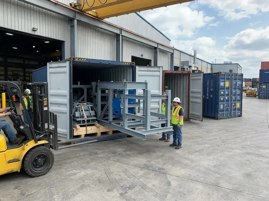 TZFoundry modular systems loaded in standard 40-foot shipping containers for export