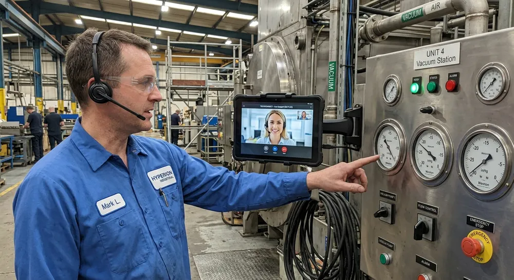Remote Commissioning Video Support System Remote commissioning setup for lost foam casting equipment with 4G video module and real-time technical support