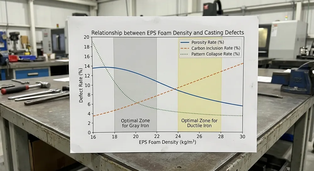 EPS foam pattern density correlation with lost foam casting porosity and carbon defects