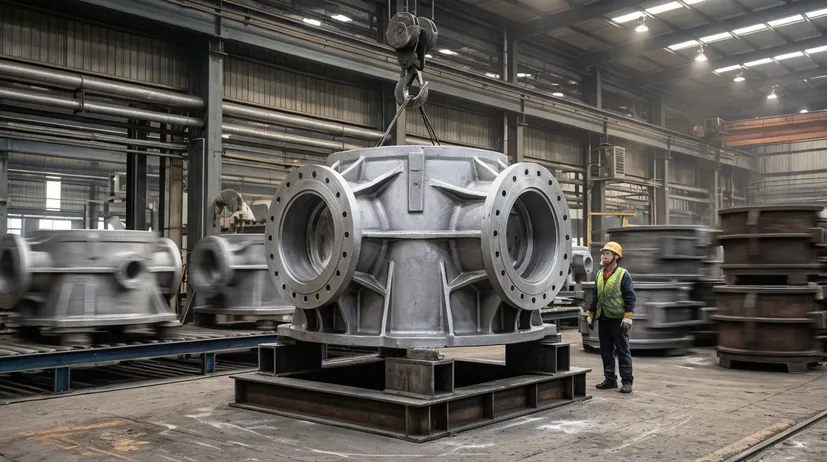 Large ductile iron wind turbine hub casting and bearing housing components