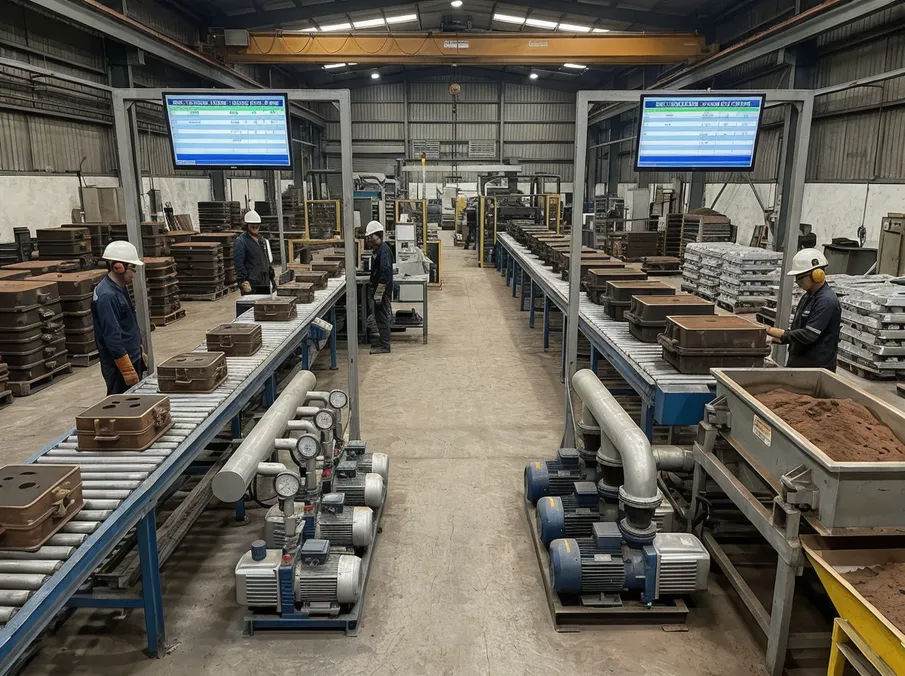 Vacuum system sizing differences for aluminum vs iron alloy lost foam casting