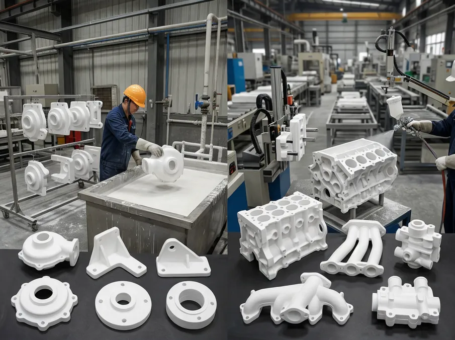 Simple vs complex EPS pattern geometries showing different coating and handling requirements