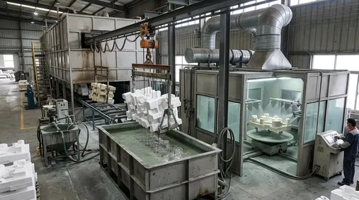 Refractory coating dip tanks and spray booths for lost foam patterns