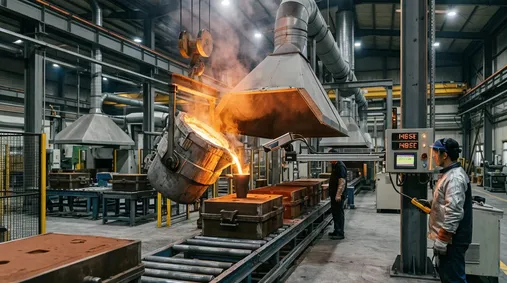 Pouring system with ladle transfer and pyrometer temperature monitoring