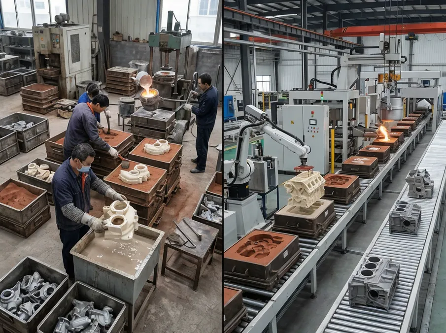 Manual vs automated lost foam line configurations for different production volumes