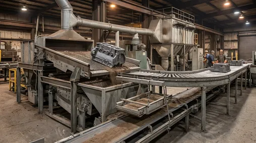 Shakeout and sand reclamation system with cooling conveyors and magnetic separators