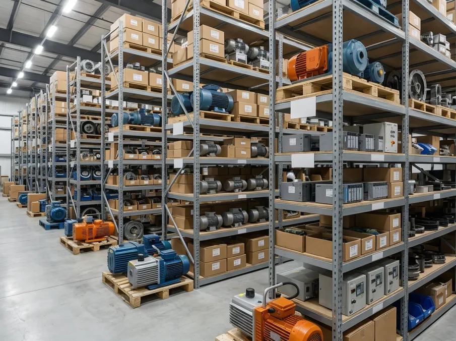 Spare parts warehouse stocking critical wear components for lost foam equipment