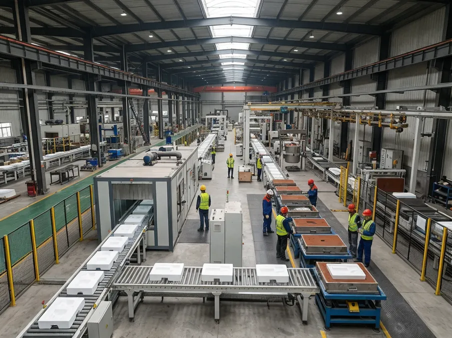 TZFoundry manufacturing facility in Qingdao with 15,000 square meters and 8 production lines