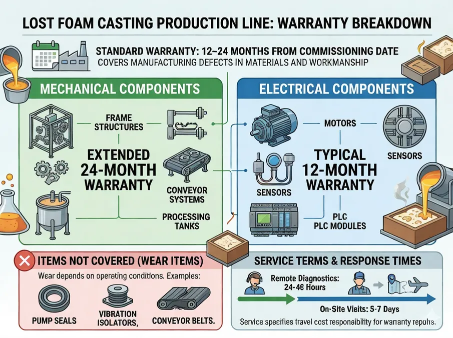 Warranty coverage breakdown for mechanical and electrical components