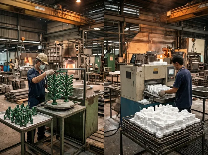 Side-by-side comparison of investment casting wax pattern and lost foam EPS pattern processes