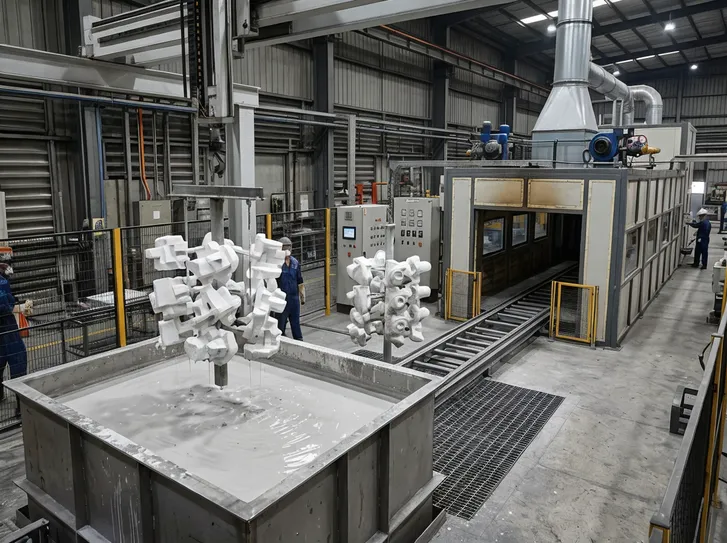 Refractory coating dip tank and automated drying chamber for lost foam casting