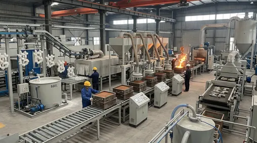 Mid-scale lost foam casting line with automated coating and PLC-controlled vibration molding