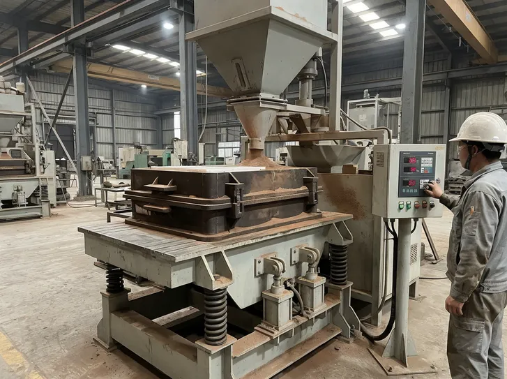 PLC-controlled vibration molding table with sand filling system for lost foam casting