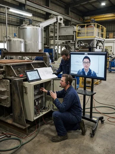 TZFoundry remote commissioning via video-guided installation support for lost foam casting equipment