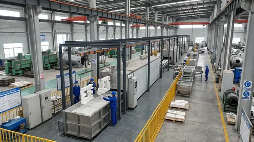 TZFoundry manufacturing facility in Qingdao — 15,000 m² with 8 production lines for lost foam coating equipment